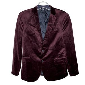 JF J Ferrar Blazer Mens 42S Burgundy Velvet Slim FIt Sports Coat Cocktail Hour